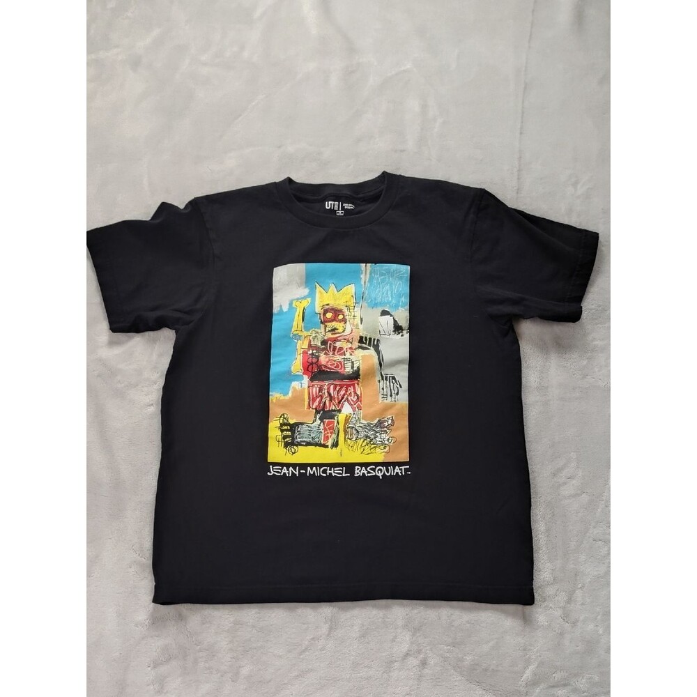 Uniqlo x Jean Michel Basquiat Black Short Sleeve 100% Cotton Shirt Size Small